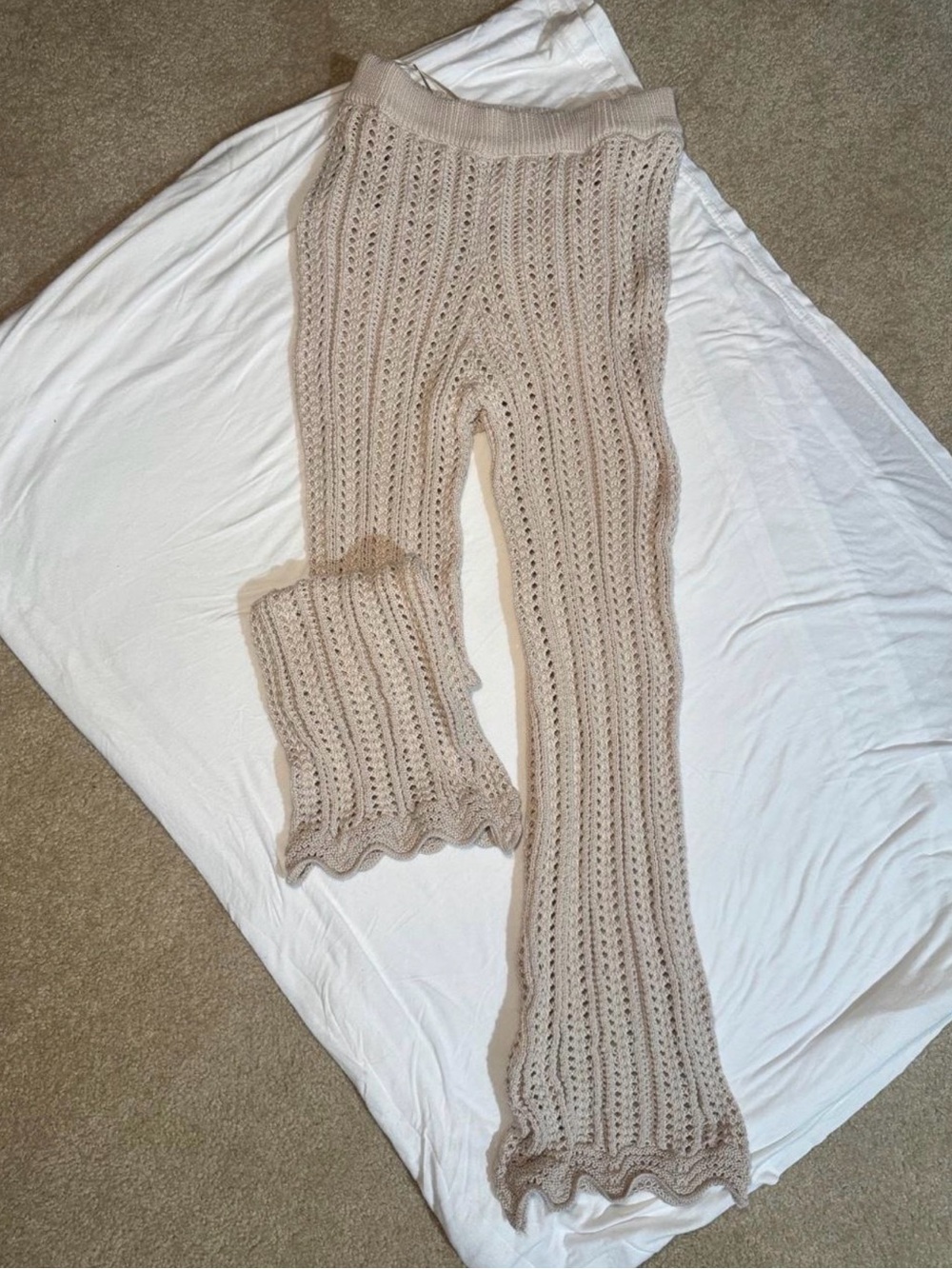 Solitaire Neutral Beige Knit Waistband Pants
